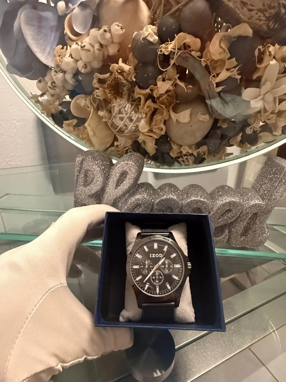 Izod Black Men's Mesh Strap Chronograph Watch
